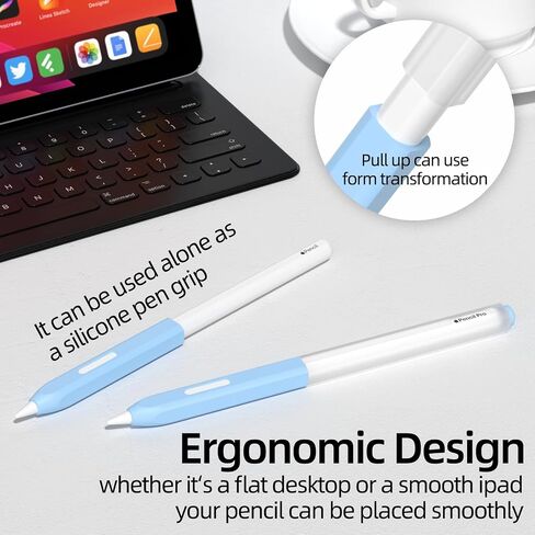 AZF Apple Pencil Pro Case Split Translucent Design Apple Pencil 2 / Pro Cover,Silicone Apple Pencil 2nd Generation Case Perfect Grip,Supports Wireless Charging and Double-tap (Gray) in Kuwait