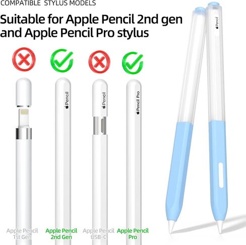 AZF Apple Pencil Pro Case Split Translucent Design Apple Pencil 2 / Pro Cover,Silicone Apple Pencil 2nd Generation Case Perfect Grip,Supports Wireless Charging and Double-tap (Gray) in Kuwait