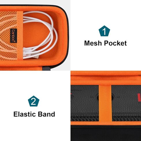 Canboc Carrying Case for Marshall Emberton II/Marshall Emberton III Portable Bluetooth Speaker, Mesh Pocket fits Charging Cable, Black+Orange (Case Only) in Saudi Arabia