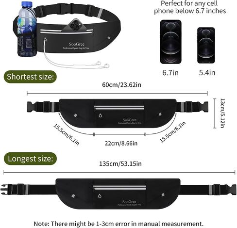 Men Women Grad Running Belt Fanny Pack ، Zipper مقاومة للماء حزمة الخصر ، حامل الهاتف الفائق الخفيف العاكس ، حقيبة حزام تمرين رياضية للركض على المشي في التخييم. in Kuwait