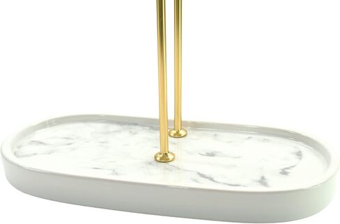 Jewelry Organizer - Jewelry Stand - Holder for Your Earring, Necklace, Bracelet and Headband Storage - Jewelry Organizer Tree Stand - Display Tower Organizer for Jewelry (White with Print + Black) in Saudi Arabia
