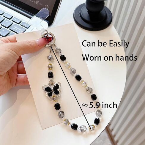 Beaded Phone Charm Sparkling Chain Wrist Strap Accessories,Fashion Women Bracelet Wristlet Strap With Tether Tab in Saudi Arabia
