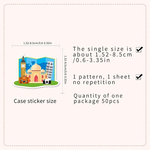 Italy Stickers Pack, 50 PCS Italy Travel Landscape Laptops Decorative Decals for DIY Water Bottle Journal Luggage, Aesthetic European Country Graffiti Sticker for Kids Teens Adults in Saudi Arabia