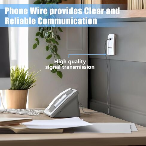 RJ11 6P4C Phone Extension Cord, 1 Pack 26 Feet Phone Cord for Landline, Black Telephone Line Cord, RJ11 Extension Cable with Fax/Modem for Office or Home in Kuwait