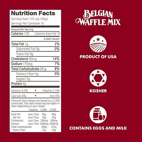 Classique Fare Belgian Waffle Mix - Makes Light and Crisp Waffles, Pancakes, Muffins & Crepes - Works with Waffle Maker - Fast and Fresh Breakfast Foods - 16 Oz Boxes (Pack of 3) in Saudi Arabia