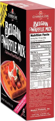 Classique Fare Belgian Waffle Mix - Makes Light and Crisp Waffles, Pancakes, Muffins & Crepes - Works with Waffle Maker - Fast and Fresh Breakfast Foods - 16 Oz Boxes (Pack of 3) in Saudi Arabia