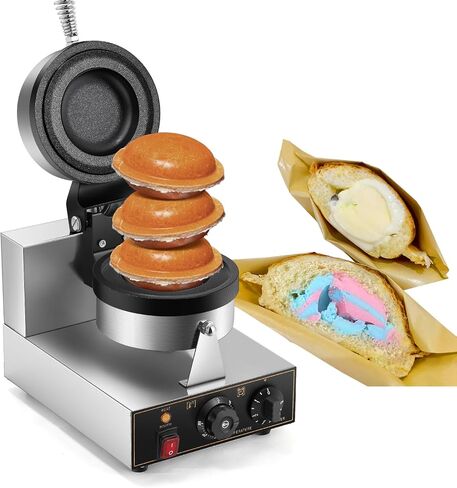 Moongiantgo UFO Burger Waffle Maker, Ice Cream Filling Burger Machine With 0-5 Time & 50-300℃ Temp Control, Double-Sided Heating Hamburger Maker Non-Stick Gelato Panini Press For Home Kitchen (110V) in Kuwait