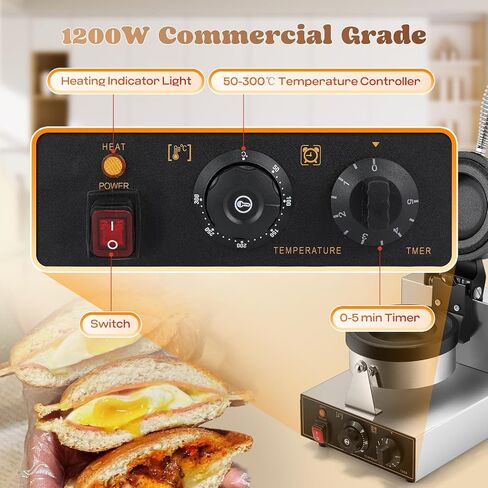 Moongiantgo UFO Burger Waffle Maker, Ice Cream Filling Burger Machine With 0-5 Time & 50-300℃ Temp Control, Double-Sided Heating Hamburger Maker Non-Stick Gelato Panini Press For Home Kitchen (110V) in Kuwait