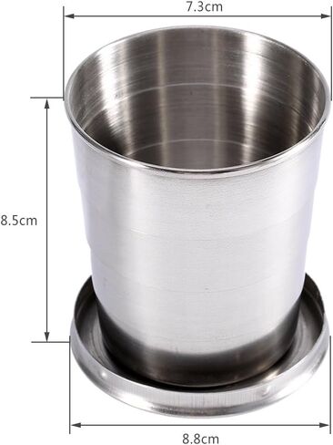 AYNEFY Collapsible Cup,Stainless Steel Telescopic Camping Mug Reusable Mug Portable Outdoor Travel Demountable Folding Cup with Keychain for Camping Hiking Travel(L) in Kuwait