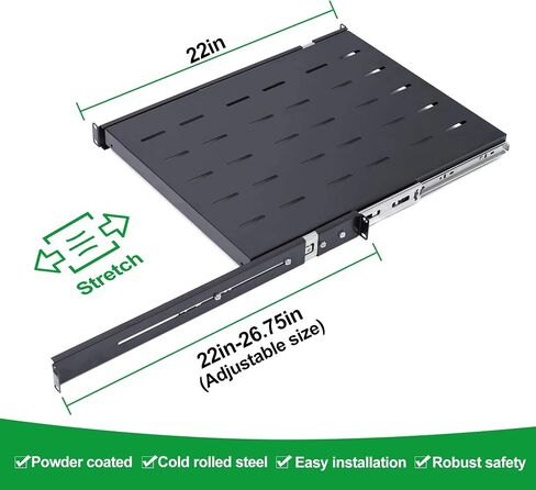 1U Sliding Shelf Trans مناسبة 19 "Server 4 Post Rack Mount Depth القابلة للتعديل 22 إلى 26.75 بوصة لـ 19 بوصة هيكل خزانة شبكة الخادم (SLD-1U22-26.75 ، 22-26.75) in Kuwait