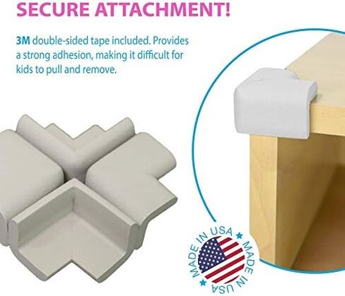 KidKusion Table Cushion | Made in USA | 12 Feet + 4 Corners | Black | Baby Proof Furniture Edge and Corner Guards in Kuwait