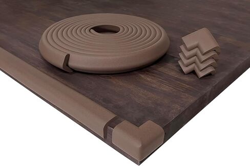 KidKusion Table Cushion | Made in USA | 12 Feet + 4 Corners | Black | Baby Proof Furniture Edge and Corner Guards in Kuwait