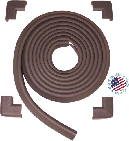KidKusion Table Cushion | Made in USA | 12 Feet + 4 Corners | Black | Baby Proof Furniture Edge and Corner Guards in Kuwait