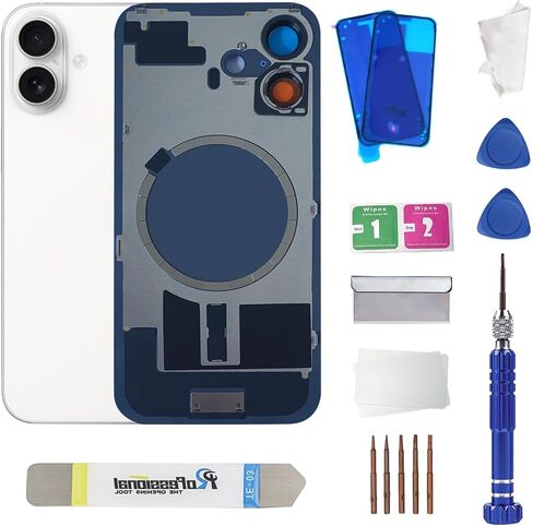 16 استبدال الزجاج الخلفي مع إطار الكاميرا المعدنية ومغناطيس لجهاز iPhone 16 (6.1 بوصة ، TEAL) ويتضمن أدوات بديلة in Kuwait