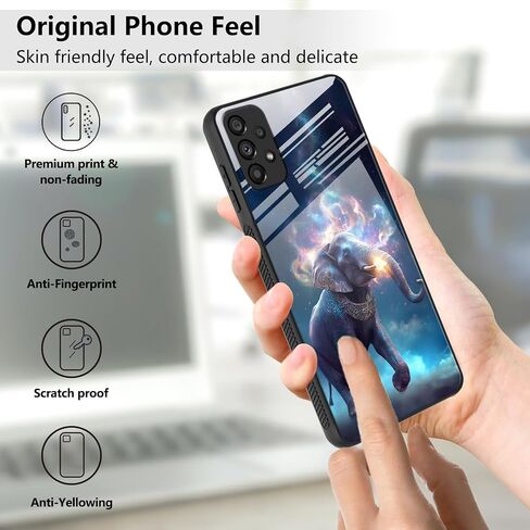 for Samsung Galaxy A53 5G Case with Screen Protector, Tempered Glass Back Shell Soft Silicone Bumper Shock Full Heavy Duty Protection for Samsung A53 5G Case 6.5 inch, Gilt Elephant in Kuwait