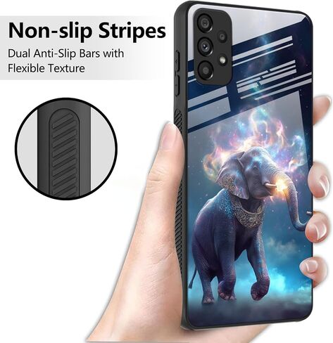 for Samsung Galaxy A53 5G Case with Screen Protector, Tempered Glass Back Shell Soft Silicone Bumper Shock Full Heavy Duty Protection for Samsung A53 5G Case 6.5 inch, Gilt Elephant in Kuwait