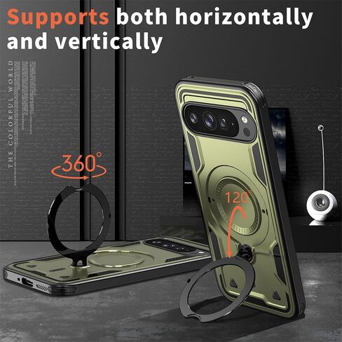Ysnzaq Armor Case for Google Pixel 9 Pro XL, Military Grade Heavy Duty Shockproof Protective Phone Case with Invisible Kickstand for Google Pixel 9 Pro XL TH Green in Saudi Arabia