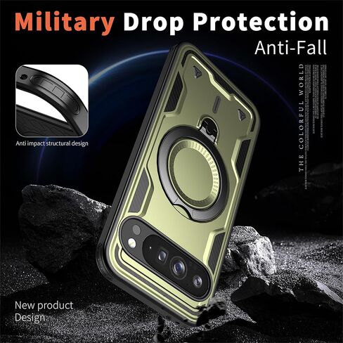 Ysnzaq Armor Case for Google Pixel 9 Pro XL, Military Grade Heavy Duty Shockproof Protective Phone Case with Invisible Kickstand for Google Pixel 9 Pro XL TH Green in Saudi Arabia