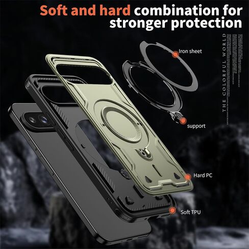 Ysnzaq Armor Case for Google Pixel 9 Pro XL, Military Grade Heavy Duty Shockproof Protective Phone Case with Invisible Kickstand for Google Pixel 9 Pro XL TH Green in Saudi Arabia