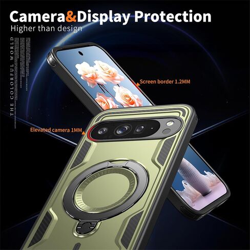 Ysnzaq Armor Case for Google Pixel 9 Pro XL, Military Grade Heavy Duty Shockproof Protective Phone Case with Invisible Kickstand for Google Pixel 9 Pro XL TH Green in Saudi Arabia