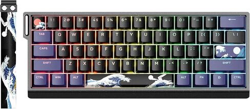 Hitime X XVX 60 ٪ مفاتيح مفتاح مع حزام ، لوحة مفاتيح ألعاب الألومنيوم السلكية H61 ، قابلة للتبديل الساخنة ، Kanagawa anime PBT Keycap in Kuwait