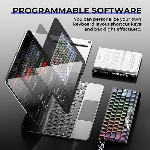 Hitime X XVX 60 ٪ مفاتيح مفتاح مع حزام ، لوحة مفاتيح ألعاب الألومنيوم السلكية H61 ، قابلة للتبديل الساخنة ، Kanagawa anime PBT Keycap in Kuwait