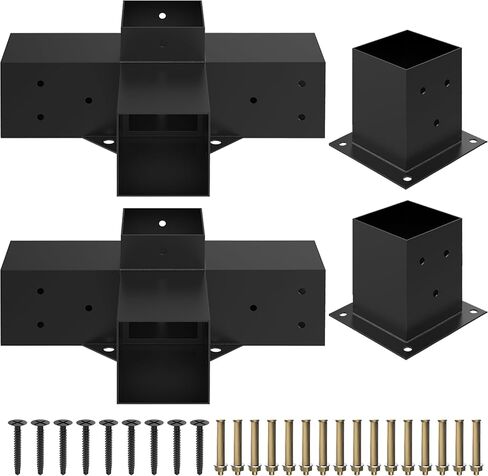 Heavy Alloy Steel Pergola Kit with 3-Way Pergola Brackets for 6"x 6" (Actual 5.5" X 5.5") Lumber，DIY Pergola Brackets Suitable for Pergolas，Gardens，and Metal Gazebo Kits - Includes Screws in Saudi Arabia