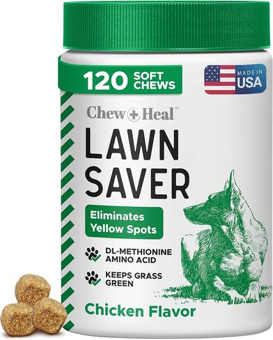 Green Grass Lawn Saver, Dog Urine Neutrelizer, 120 Soft Chews - Reduces Burns and Yellow Spots, Natural Ingredients, Fuss-Free Treatment - Chew + Heal in Kuwait