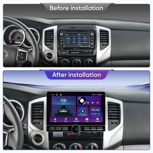 10 inch Car Stereo Dash Kit Replacement for Toyota Tacoma Radio Upgrade 2005-2015,QLED Touch Screen Head Unit w/Wired Wireless CarPlay Andriod Auto GPS Navigation 5GWiFi FM/AM Radio Knob (6G+128G) in Kuwait