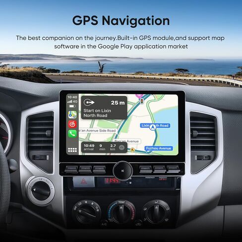 10 inch Car Stereo Dash Kit Replacement for Toyota Tacoma Radio Upgrade 2005-2015,QLED Touch Screen Head Unit w/Wired Wireless CarPlay Andriod Auto GPS Navigation 5GWiFi FM/AM Radio Knob (6G+128G) in Kuwait
