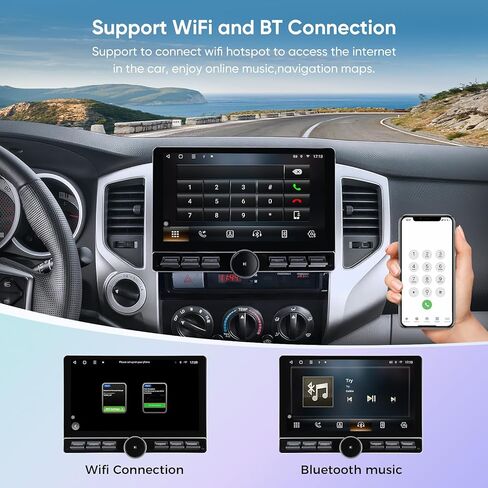 10 inch Car Stereo Dash Kit Replacement for Toyota Tacoma Radio Upgrade 2005-2015,QLED Touch Screen Head Unit w/Wired Wireless CarPlay Andriod Auto GPS Navigation 5GWiFi FM/AM Radio Knob (6G+128G) in Kuwait