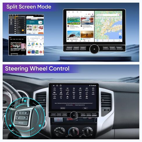 10 inch Car Stereo Dash Kit Replacement for Toyota Tacoma Radio Upgrade 2005-2015,QLED Touch Screen Head Unit w/Wired Wireless CarPlay Andriod Auto GPS Navigation 5GWiFi FM/AM Radio Knob (6G+128G) in Kuwait