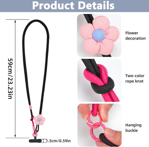 حبل الهاتف مع زهرة مضادة للسرقة Crossbody حزام عالمي الهاتف الخلوي حبل الرقبة رقبة أنشطة في الهواء الطلق in Kuwait