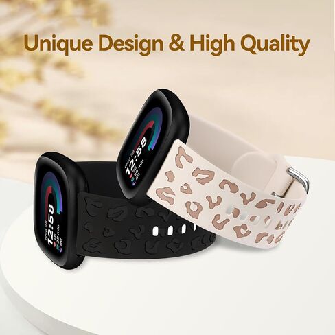 نطاقات محفورة Leopard لـ Fitbit Versa 4/3 & Sense 2 ، معصم Sport Sport الناعم اللطيف للنساء ، نطاقات الساعات البديلة للماء ، Fitbit Versa 4 for Women ، تصميم طباعة الفهد in Saudi Arabia