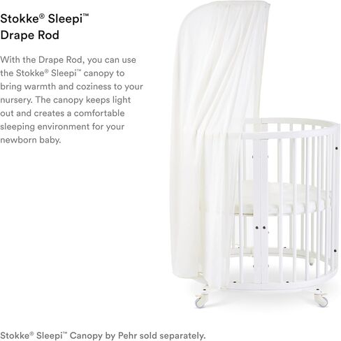 Stokke Sleepi Drape Rod, White - Made from Solid Beech Wood - Easy to Install & Clean - Compatible Sleepi Crib/Bed & Mini in Kuwait