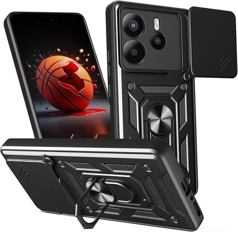 Ysnzaq Armor Case for Xiaomi Redmi Note 14 4G (Not 5G), Military-Grade Heavy Duty Shockproof Protection Case with Kickstand & Slide Camera Lens Cover for Xiaomi Redmi Note 14 4G SJ Red in Saudi Arabia