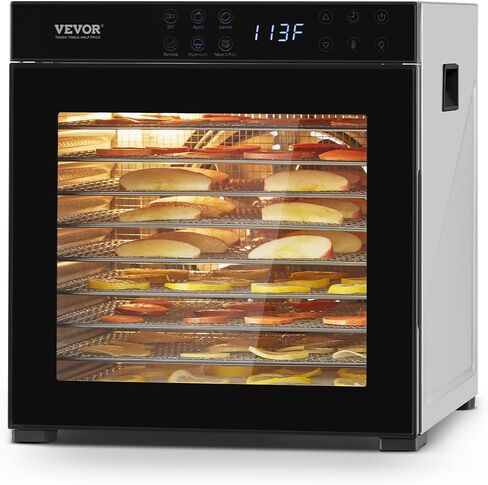 VEVOR Food Dehydrator Machine, 10 Stainless Steel Trays, 1000W Electric Food Dryer with Adjustable Temperature & 24-Hour Timer, Freeze Dryer for Jerky, Meat, Fruit, Vegetables, Herbs, Dog Treats in Saudi Arabia