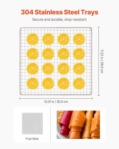VEVOR Food Dehydrator Machine, 10 Stainless Steel Trays, 1000W Electric Food Dryer with Adjustable Temperature & 24-Hour Timer, Freeze Dryer for Jerky, Meat, Fruit, Vegetables, Herbs, Dog Treats in Saudi Arabia