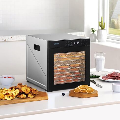 VEVOR Food Dehydrator Machine, 10 Stainless Steel Trays, 1000W Electric Food Dryer with Adjustable Temperature & 24-Hour Timer, Freeze Dryer for Jerky, Meat, Fruit, Vegetables, Herbs, Dog Treats in Saudi Arabia