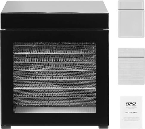 VEVOR Food Dehydrator Machine, 10 Stainless Steel Trays, 1000W Electric Food Dryer with Adjustable Temperature & 24-Hour Timer, Freeze Dryer for Jerky, Meat, Fruit, Vegetables, Herbs, Dog Treats in Saudi Arabia