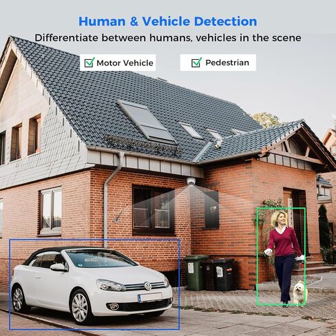 Hiseeu 【تتبع تلقائي + كاميرا أمان PoE 5 ميجابكسل في الهواء الطلق، كاميرات مراقبة منزلية CCTV، PTZ 300 درجة عموم 90 تكبير رقمي، إنذار الأضواء، كشف الإنسان، بدون رسوم شهرية in Kuwait