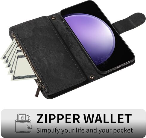 ل Samsung Galaxy S23 Fe 5g Wallet Phone Case with Crossbody Lanyard Strap Faux Card Card Slot Stand Kickstand Men Women Flip Cell Cover for S 23 EF S23Fe 23S Brown in Kuwait