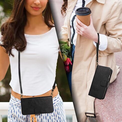 ل Samsung Galaxy S23 Fe 5g Wallet Phone Case with Crossbody Lanyard Strap Faux Card Card Slot Stand Kickstand Men Women Flip Cell Cover for S 23 EF S23Fe 23S Brown in Kuwait