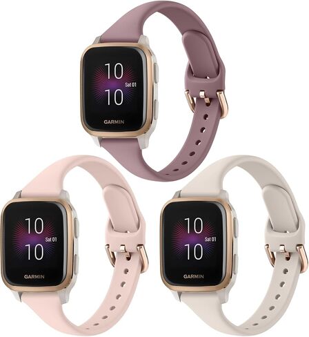 3-Pack Slim Bands Compatible with Garmin Venu/Venu Sq 2, 20mm Soft Slim Silicone Sport Replacement Wristband Straps for Women Men (Pink Sand+Cactus+Starlight) in Saudi Arabia
