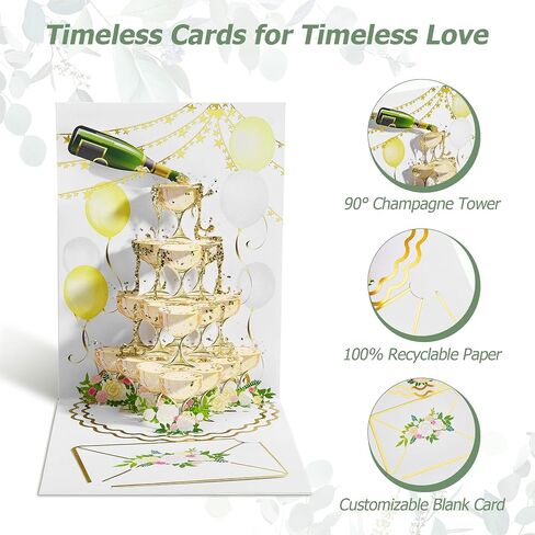 Airpark 3D Wedding Car Pop up Cards for Bride and Groom ، CARDAGE MR والسيدة و MRS WEDDAND CARD ، بطاقة تهانينا للأصدقاء والعائلة ، هدايا الزفاف للعروسين الجدد مع المغلف in Kuwait