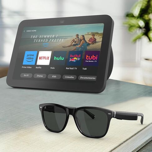 Amazon Echo Frames (newest model) + Echo Show 8 (newest model), Smart Glasses with Alexa, Cat Eye frames in Brown Tortoise with polarized sunglass lenses in Saudi Arabia