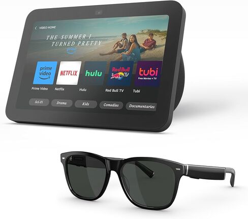 Amazon Echo Frames (newest model) + Echo Show 8 (newest model), Smart Glasses with Alexa, Cat Eye frames in Brown Tortoise with polarized sunglass lenses in Saudi Arabia