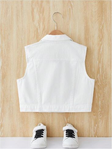 SweatyRocks Girl's Denim Vest Button Down Sleeveless Jean Jacket Outerwear with Pockets in Saudi Arabia