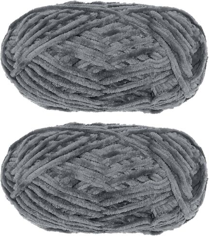 Harfington 2skeins مخملية خيوط تشنيل خيوط 2x100g/7.1oz 174 ياردة إجمالي طول #6 غزل بطانية ناعمة سوبر ضخمة للحياكة ، وشاح النسيج الساخن. in Kuwait