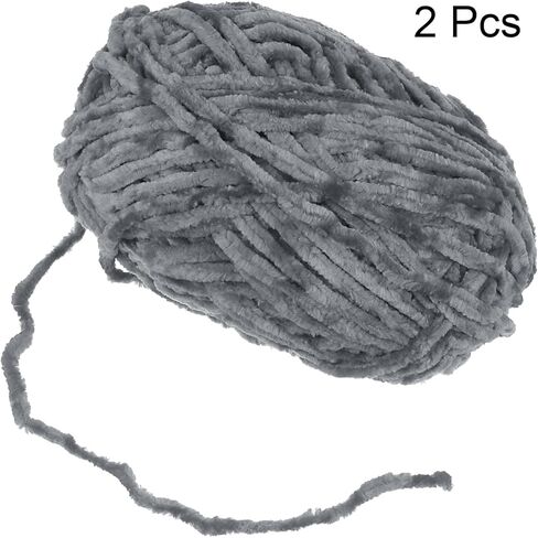 Harfington 2skeins مخملية خيوط تشنيل خيوط 2x100g/7.1oz 174 ياردة إجمالي طول #6 غزل بطانية ناعمة سوبر ضخمة للحياكة ، وشاح النسيج الساخن. in Kuwait